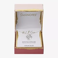 Footnotes Womens Cubic Zirconia Sterling Silver Heart 16 Inch Pendant Necklace