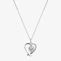 Footnotes Womens Cubic Zirconia Sterling Silver Heart 16 Inch Pendant Necklace