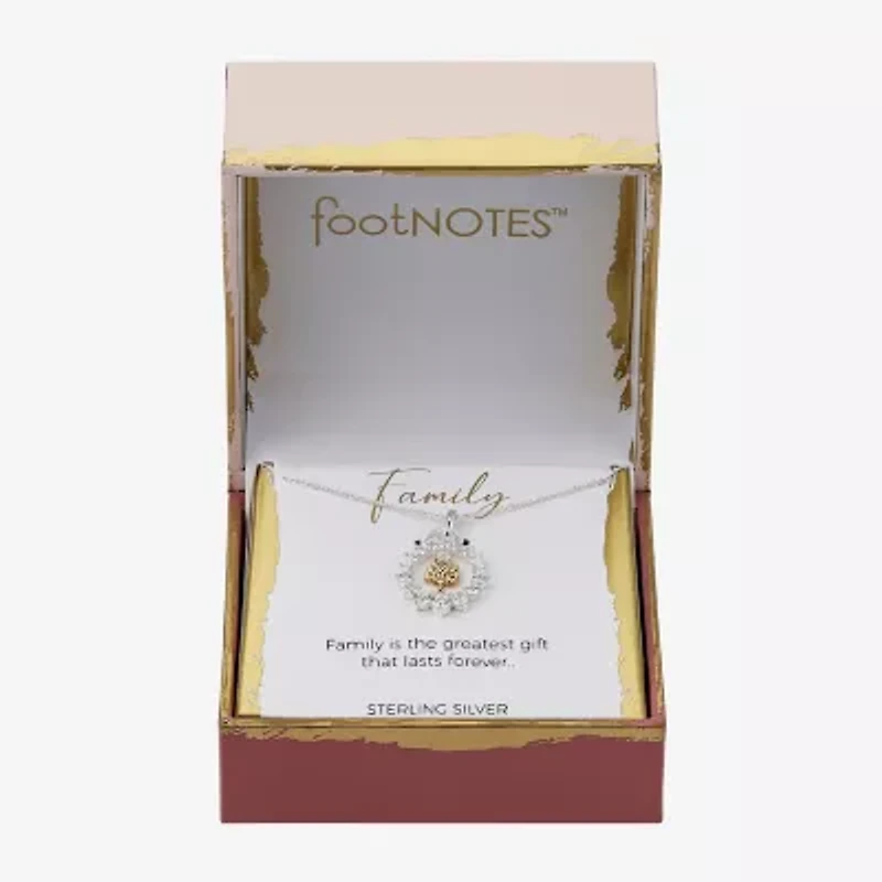 Footnotes Tree Charm Womens Cubic Zirconia Sterling Silver Round 16 Inch Pendant Necklace