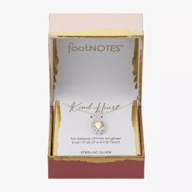 Footnotes Teardrop Womens Cubic Zirconia Sterling Silver Oval 16 Inch Pendant Necklace