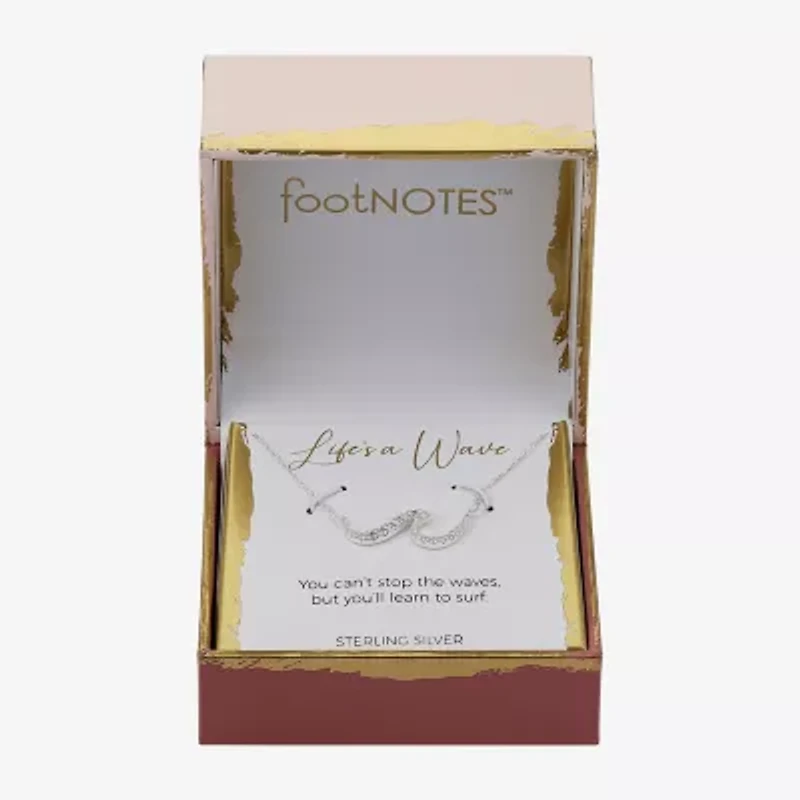 Footnotes Wave Womens Cubic Zirconia Sterling Silver 16 Inch Pendant Necklace