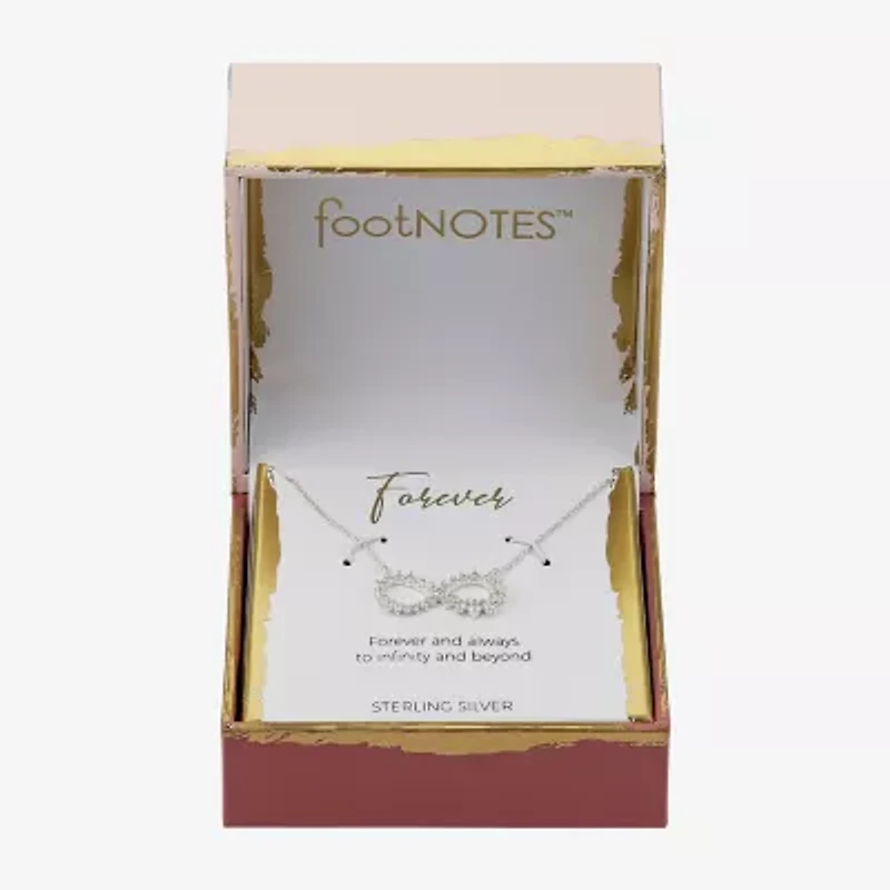 Footnotes Womens Cubic Zirconia Sterling Silver Infinity 16 Inch Pendant Necklace