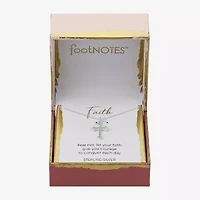 Footnotes Womens Cubic Zirconia Sterling Silver Cross 16 Inch Pendant Necklace