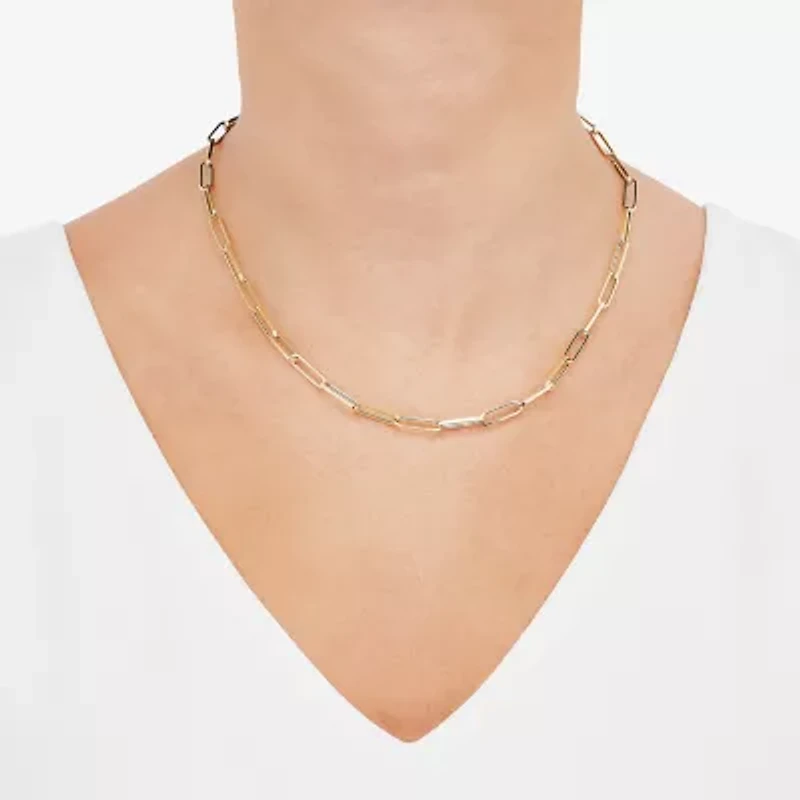 Gold Addiction Womens 14K Gold 18 Inch Paperclip Chain Necklace