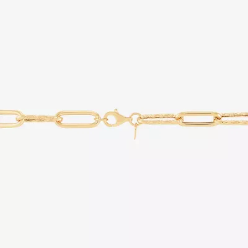 Gold Addiction Womens 14K Gold 8 Inch Hollow Paperclip Chain Bracelet
