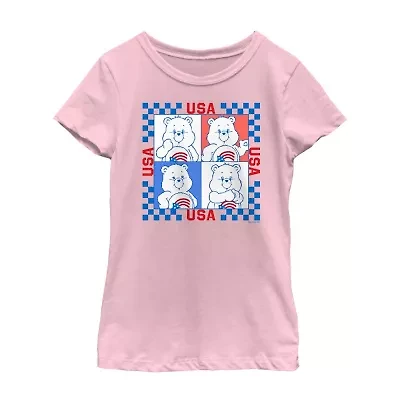 Little & Big Kid Girls Crew Neck Short Sleeve Regular Fit Care Bears Graphic T-Shirt