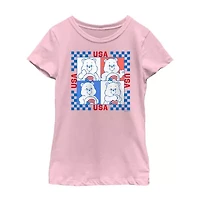 Little & Big Kid Girls Crew Neck Short Sleeve Regular Fit Care Bears Graphic T-Shirt
