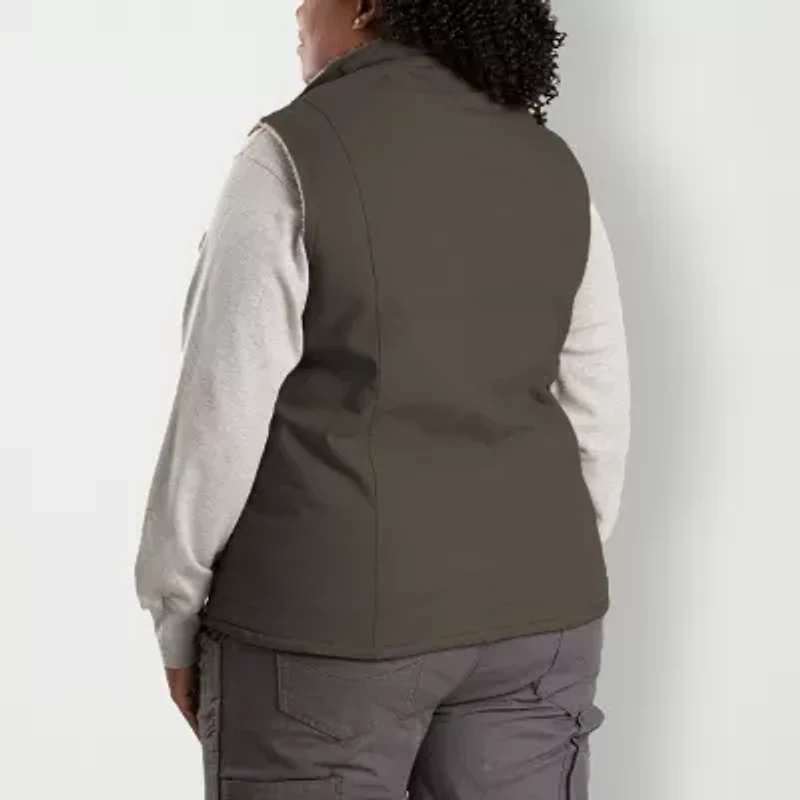 Berne Softstone Sherpa-Lined Duck Womens Midweight Plus Tall Fleece Vest