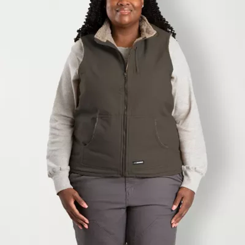 Berne Softstone Sherpa-Lined Duck Womens Midweight Plus Tall Fleece Vest