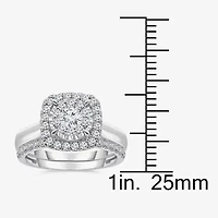 (I / I1) Womens 1 CT. T.W. Lab Grown White Diamond 10K Gold Cushion Solitaire Engagement Ring