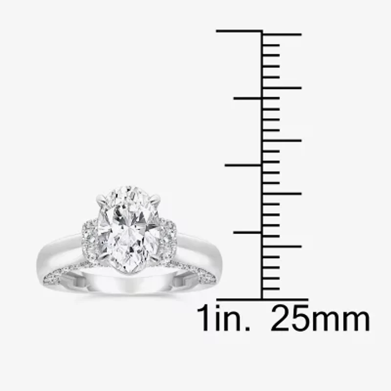(I / I1) Womens 3 CT. T.W. Lab Grown White Diamond 10K Gold or 14K Oval Solitaire Engagement Ring
