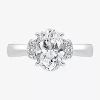 (I / I1) Womens 3 CT. T.W. Lab Grown White Diamond 10K Gold or 14K Oval Solitaire Engagement Ring