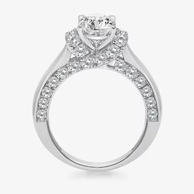 (I / I1) Womens 3 CT. T.W. Lab Grown White Diamond 10K Gold or 14K Oval Solitaire Engagement Ring