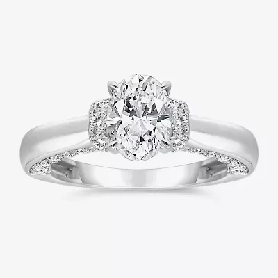 (I / I1) Womens 2 CT. T.W. Lab Grown White Diamond 10K Gold or 14K Oval Solitaire Engagement Ring