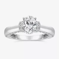 (I / I1) Womens 2 CT. T.W. Lab Grown White Diamond 10K Gold or 14K Oval Solitaire Engagement Ring