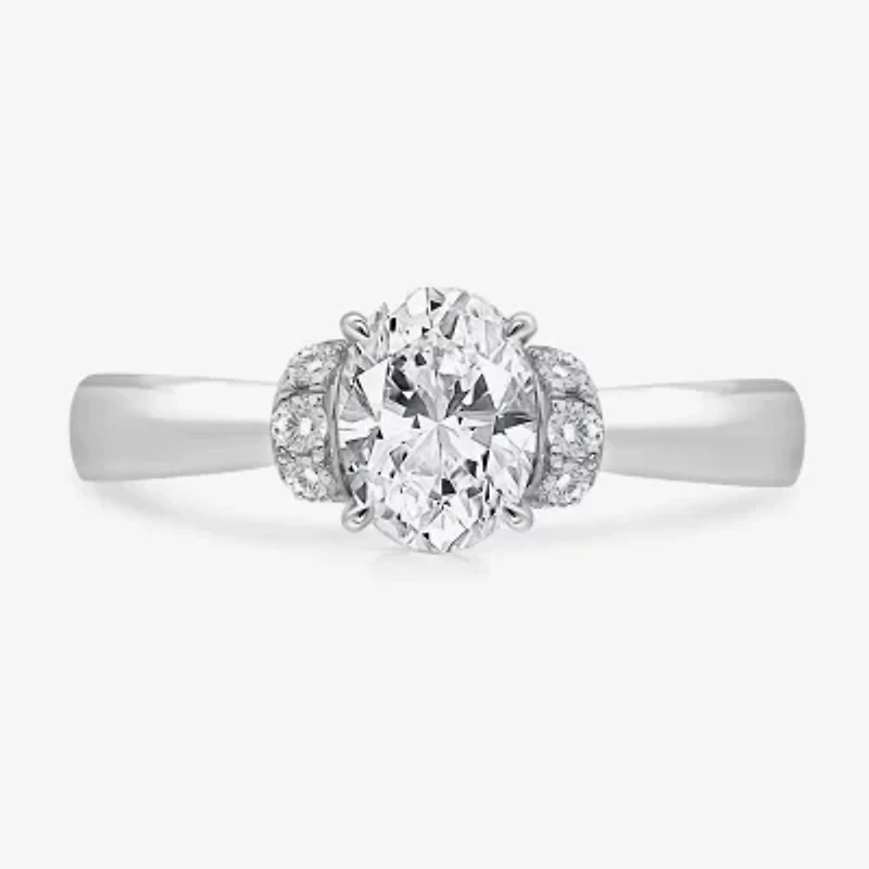 (I / I1) Womens 2 CT. T.W. Lab Grown White Diamond 10K Gold or 14K Oval Solitaire Engagement Ring