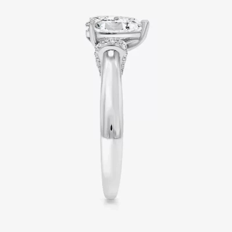 (I / I1) Womens 2 CT. T.W. Lab Grown White Diamond 10K Gold or 14K Pear Solitaire Engagement Ring