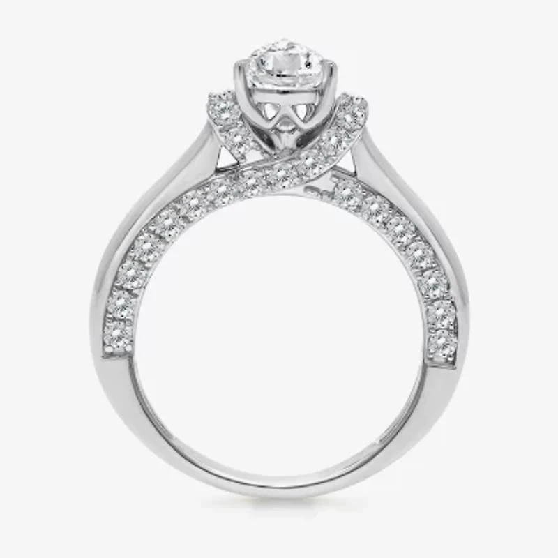 (I / I1) Womens 2 CT. T.W. Lab Grown White Diamond 10K Gold or 14K Pear Solitaire Engagement Ring