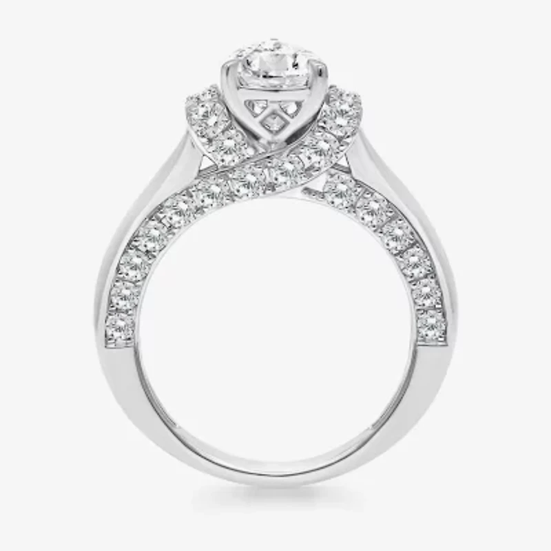 (I / I1) Womens 3 CT. T.W. Lab Grown White Diamond 10K Gold or 14K Pear Solitaire Engagement Ring