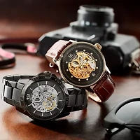 Relic By Fossil Mens Automatic Brown Leather Strap Watch Zr77241