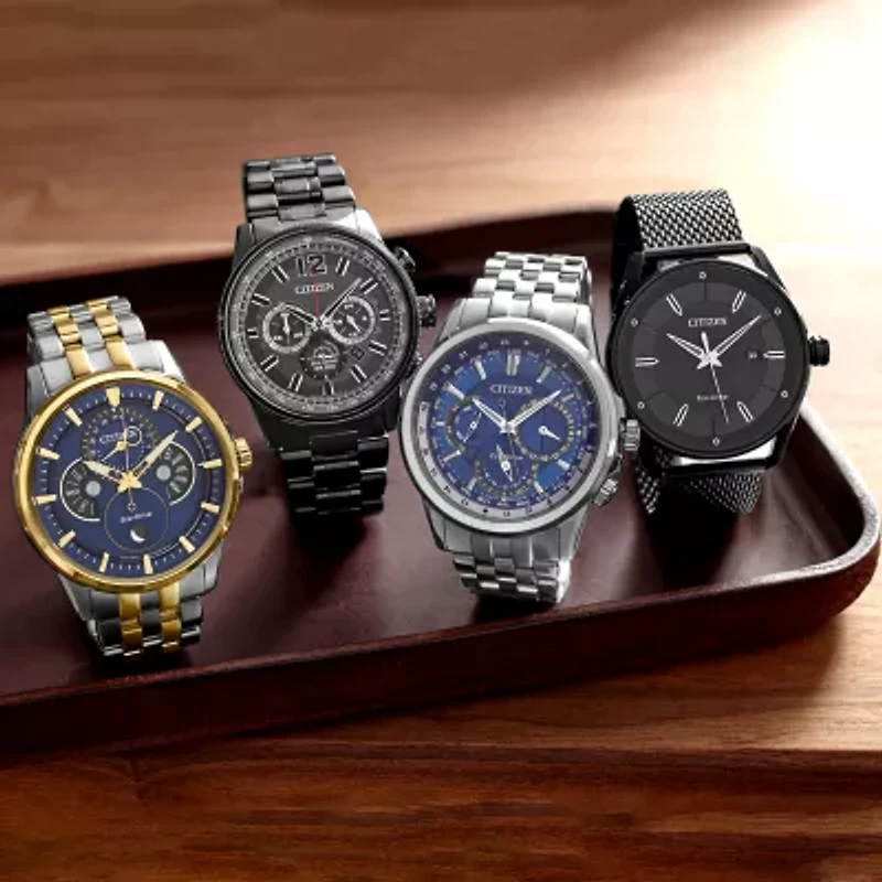 Citizen Calendrier Mens Multi-Function Silver Tone Stainless Steel Bracelet Watch Bu2021-51l