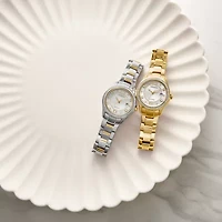 Citizen Womens Crystal Accent Gold Tone Stainless Steel Bracelet Watch Fe1147-79p