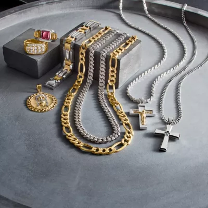 Made in Italy Mens 10K Gold 24 Inch Figaro Chain Necklace