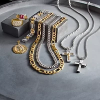 Made in Italy Mens 10K Gold 24 Inch Figaro Chain Necklace