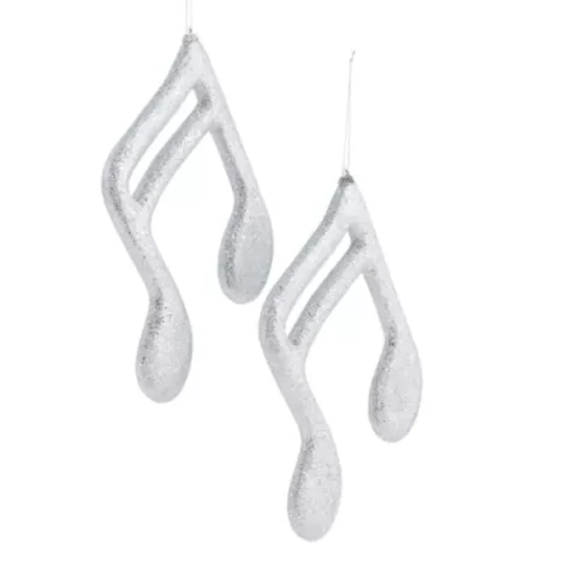 North Pole Trading Co. Silver Beam Note Set 2-pc. Christmas Ornament