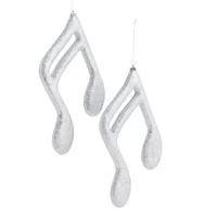 North Pole Trading Co. Silver Beam Note Set 2-pc. Christmas Ornament