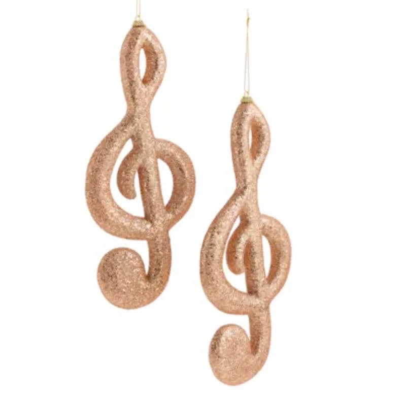 North Pole Trading Co. Copper Treble Clef Set 2-pc. Christmas Ornament