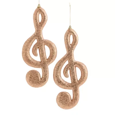 North Pole Trading Co. Copper Treble Clef Set 2-pc. Christmas Ornament