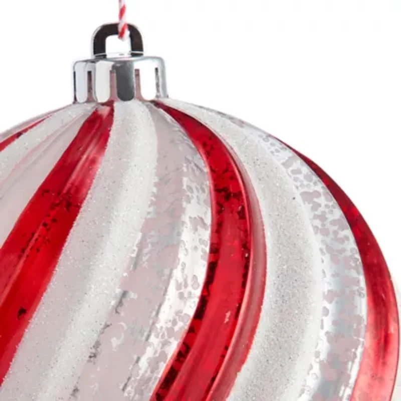 North Pole Trading Co. Large Red And White Twist Ball Christmas Ornament
