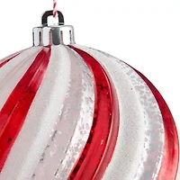 North Pole Trading Co. Large Red And White Twist Ball Christmas Ornament