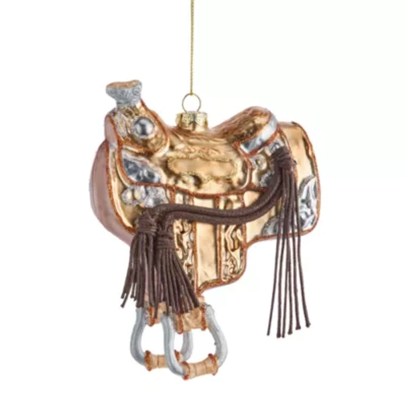 North Pole Trading Co. Saddle Christmas Ornament