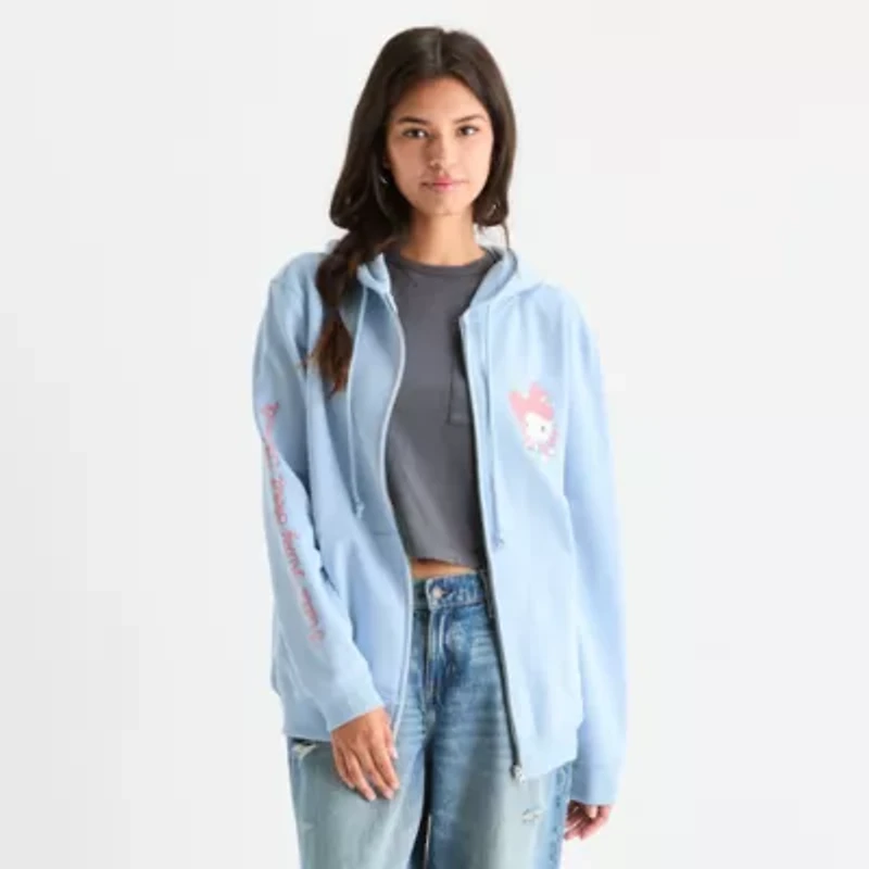Hello Kitty Lovely Ribbon Hoodie Womens Long Sleeve Zipper Juniors