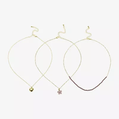 Arizona Womens Flower Heart 3-pc. Necklace Set