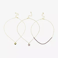 Arizona Womens Flower Heart 3-pc. Necklace Set