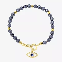 Footnotes Womens Black Glass 10K Gold Over Brass Evil Eye Beaded Bracelet