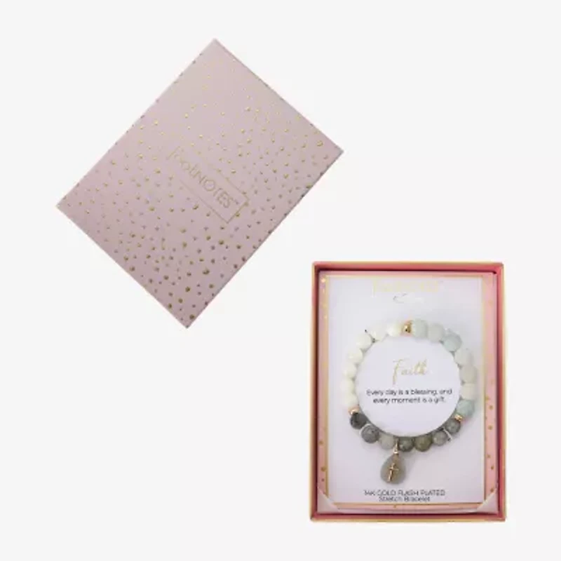 Footnotes Womens Black Glass 10K Gold Over Brass Cross Stretch Bracelet