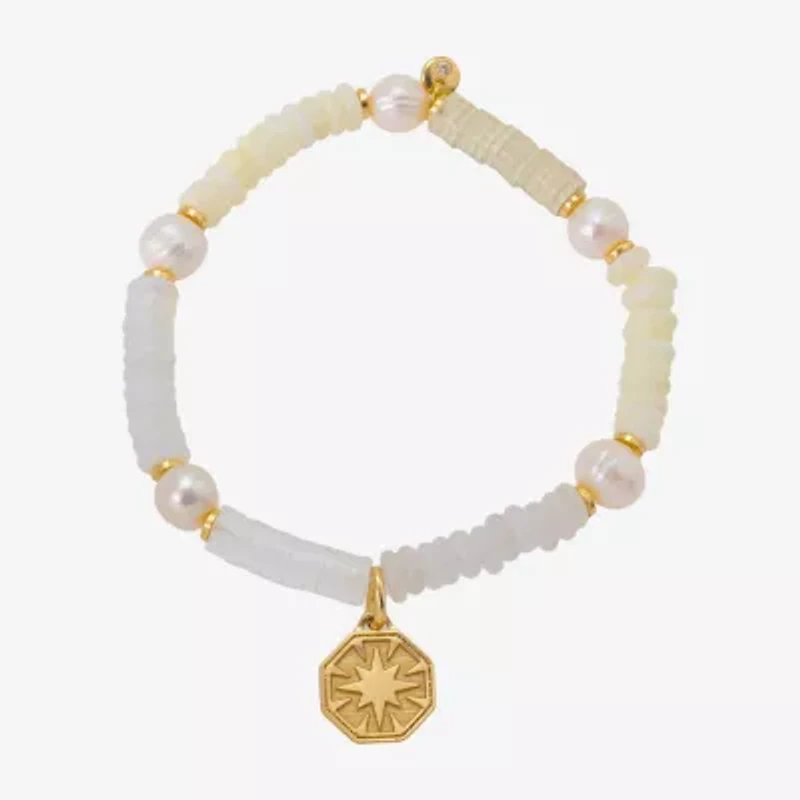 Footnotes Womens Champagne Glass 10K Gold Over Brass Star Stretch Bracelet