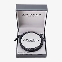 J.P. Army Mens 2-pc. Black Agate Stainless Steel Bracelet Set