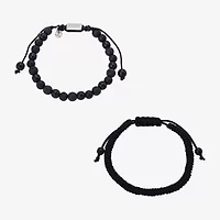 J.P. Army Mens 2-pc. Black Agate Stainless Steel Bracelet Set