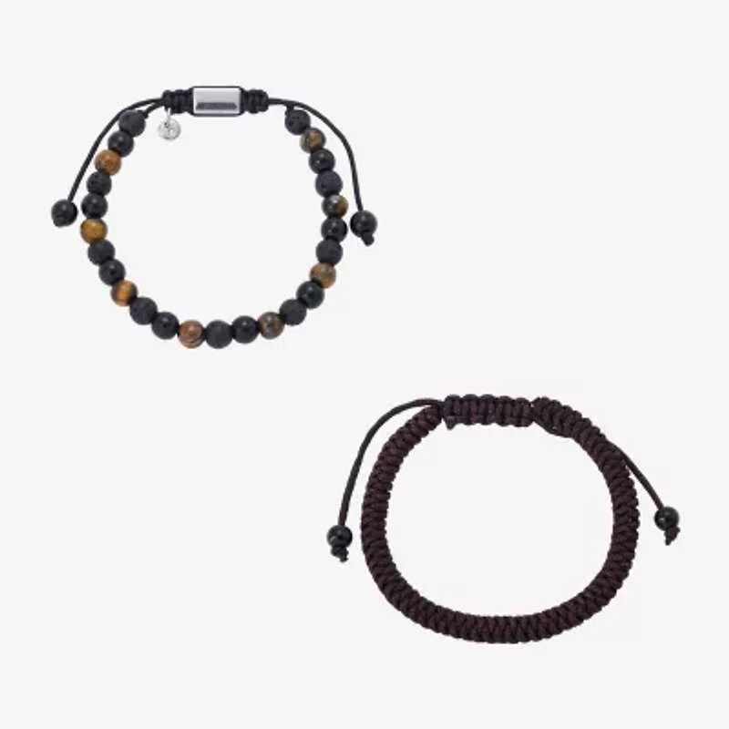 J.P. Army Mens 2-pc. Multi Color Tiger's Eye Stainless Steel Bracelet Set
