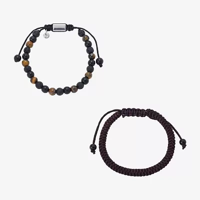 J.P. Army Mens 2-pc. Multi Color Tiger's Eye Stainless Steel Bracelet Set
