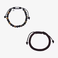 J.P. Army Mens 2-pc. Multi Color Tiger's Eye Stainless Steel Bracelet Set