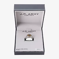 J.P. Army Mens Brown Tiger's Eye Stainless Steel Signet Ring