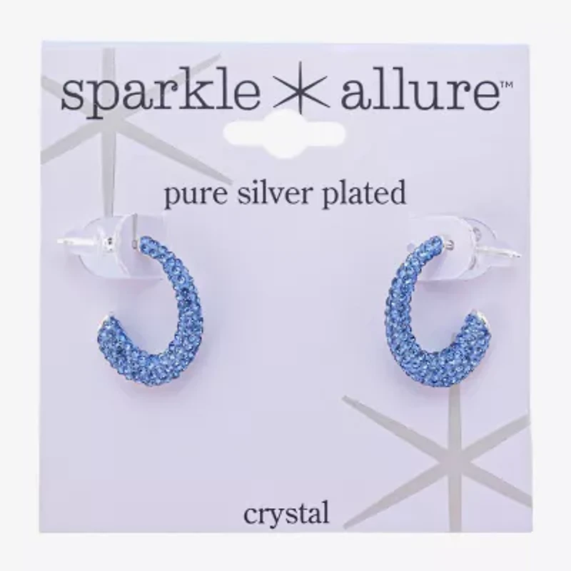 Sparkle Allure Womens Blue Crystal 18.8mm Hoop Earrings