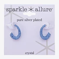 Sparkle Allure Womens Blue Crystal 18.8mm Hoop Earrings