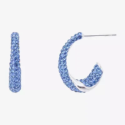 Sparkle Allure Womens Blue Crystal 18.8mm Hoop Earrings